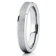 thumbnail image 1 of 4mm Tungsten Wedding Band Gray Tungsten Carbide Ring Brushed Pipe Cut Unisex Comfort Fit, 1 of 3