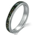 thumbnail image 1 of 4mm Unisex Silver Tungsten Rings Inlaid with Crushed Created-Opal Wedding Engagement Band, 1 of 5