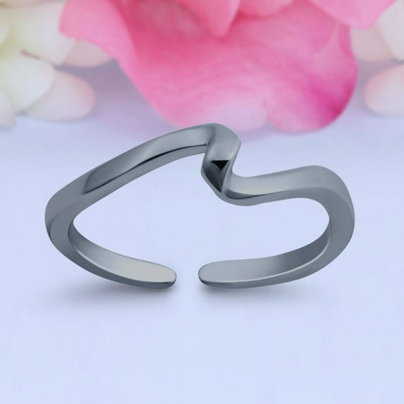 4mm Wave Toe Band Ring 925 Sterling Silver Thin Adjustable Stylish Rings For Women