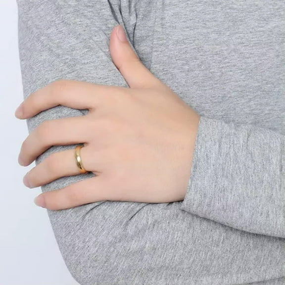4mm Wedding Ring 18K Gold Filled Band Men Women Stainless Steel Polished Sz 6-11