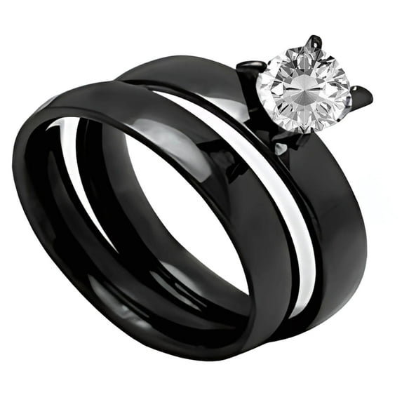 4mm Wedding Ring Set for Women Engagement Ring Stainless Steel Band Ginger Lyne Collection