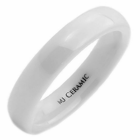 4mm White Ceramic Classic Style Wedding Ring High Polish Comfort Fit Size 11