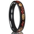 thumbnail image 1 of 4mm Wide Tungsten Carbide Black Ring with Red Opal and Gold Flake Inlay Tungsten Couple Ring, 1 of 6