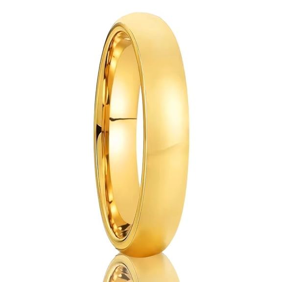 4mm Wide Tungsten Steel Ring Jewelry Curved Surface Polished Electroplated 18K Gold 857 Tungsten Gold Ring Simple
