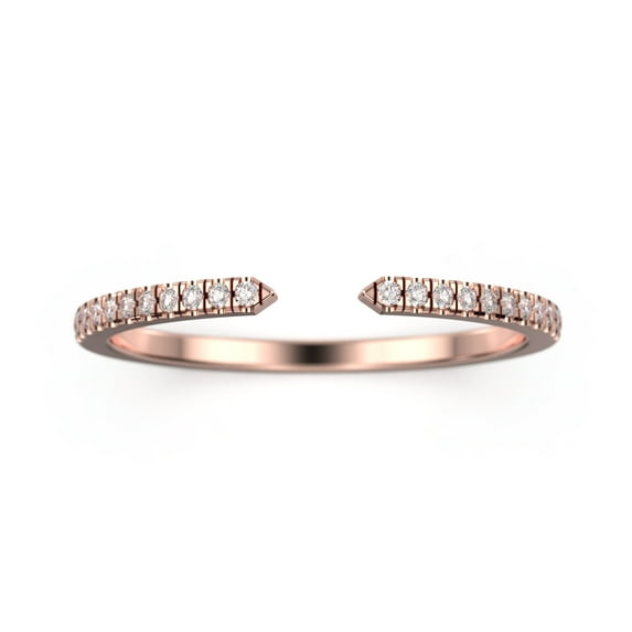4mm Width Open Design 0.22ct Diamond Moissanite 10K Rose GoldWedding Band