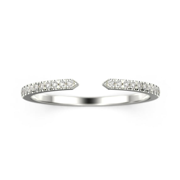 4mm Width Open Design 0.22ct Diamond Moissanite 10k White Gold Wedding Band