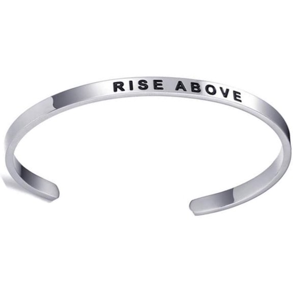 4mm Width Stackable Stainless Steel Inspiration Encouragement Graduation Mantra Cuff Bangle Bracelet