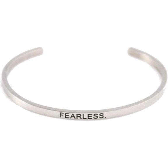 4mm Width Stackable Stainless Steel Inspiration Encouragement Graduation Mantra Cuff Bangle Bracelet