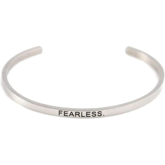 4mm Width Stackable Stainless Steel Inspiration Encouragement Graduation Mantra Cuff Bangle Bracelet