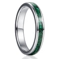 thumbnail image 1 of 4mm Women's Green Tungsten Rings Dome Wedding Band with Malachite Fragments Inlay, 1 of 6