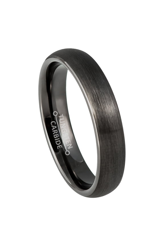 4mm Womens Gun Metal Tungsten Wedding Band, Brushed Finish, Dome Engagement Ring - TN994WAs7.5