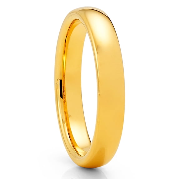 4mm Yellow Gold Tungsten Ring,Tungsten Carbide Ring,Engagement Ring,Yellow Gold,Dome Wedding Ring,Comfort Fit