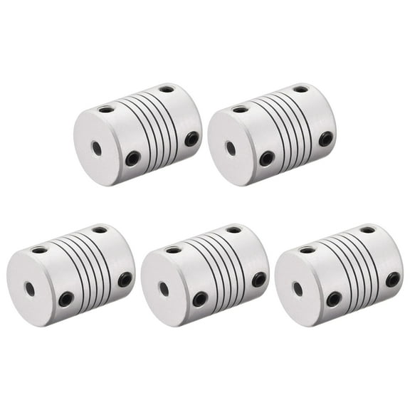 4mm to 6.35mm Aluminum Alloy Shaft Coupling Flexible Coupler Motor Connector Joint L25xD19 5pcs