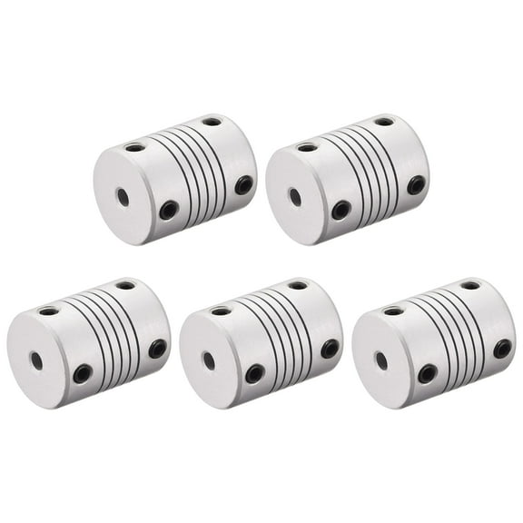 4mm to 8mm Aluminum Alloy Shaft Coupling Flexible Coupler Motor Connector Joint L25xD19 5pcs