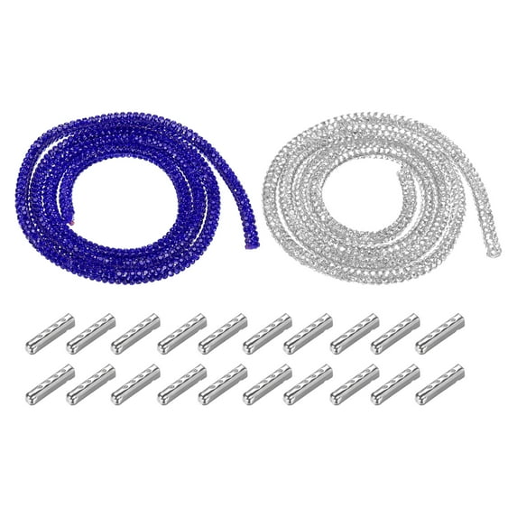 4mm x 0.6m Rhinestone Rope Crystal Rope for DIY Sneakers Sweatpants Decoration Blue,Silver with Aglets