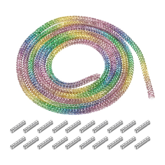4mm x 1.2m Rhinestone Rope Crystal Rope for DIY Sneakers Sweatpants Decoration Iridescent with Aglets