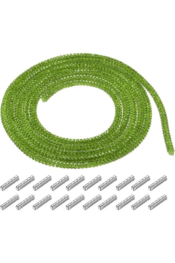 4mm x 1.2m Shoe Laces Hoodie String Glitter Cords Rhinestone Tube Rope Bling Crystal for DIY Sneakers Sweaters Sweatpants Decoration Green with Aglets