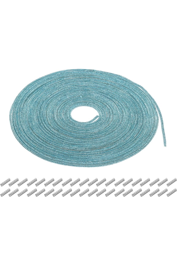 4mm x 10m Shoe Laces Hoodie String Glitter Cords Rhinestone Tube Rope Bling Crystal for DIY Sneakers Sweaters Sweatpants Decoration Lake Blue with Aglets -