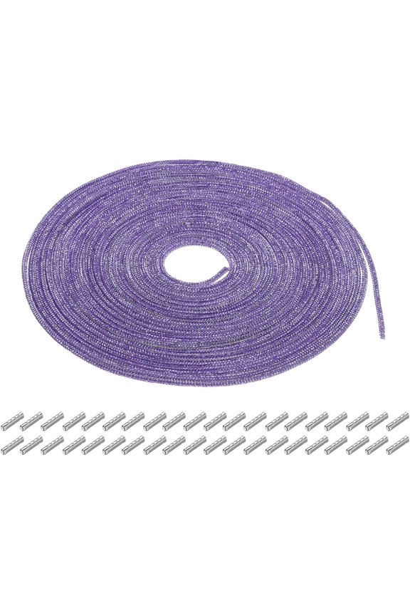 4mm x 10m Shoe Laces Hoodie String Glitter Cords Rhinestone Tube Rope Bling Crystal for DIY Sneakers Sweaters Sweatpants Decoration Light Purple with Aglets -