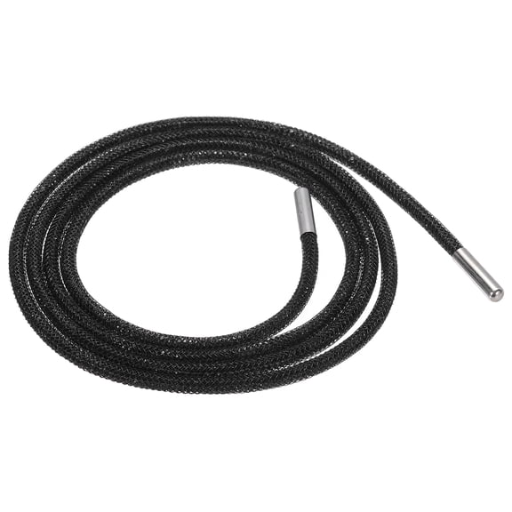 4mm x 120cm Rhinestone Tube Rope Bling Crystal String for DIY Sweaters Black Mesh Black Diamonds