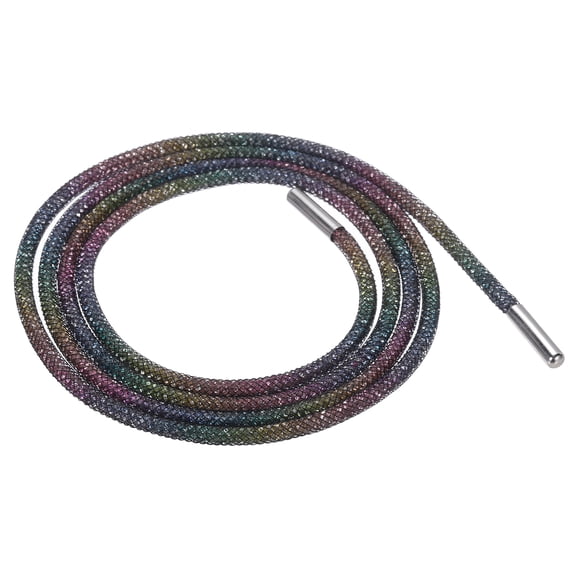 4mm x 120cm Rhinestone Tube Rope Bling Crystal String for DIY Sweaters Black Mesh Rainbow Diamonds