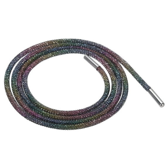 4mm x 120cm Rhinestone Tube Rope Bling Crystal String for DIY Sweaters Black Mesh Rainbow Diamonds