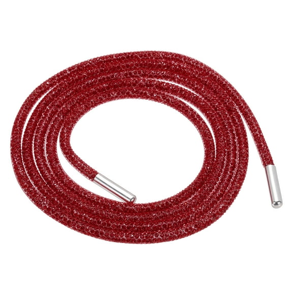 4mm x 120cm Rhinestone Tube Rope Bling Crystal String for DIY Sweaters Red Mesh Red Diamonds