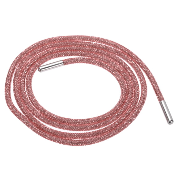 4mm x 120cm Rhinestone Tube Rope Bling Crystal String for DIY Sweaters Red Mesh White Diamonds