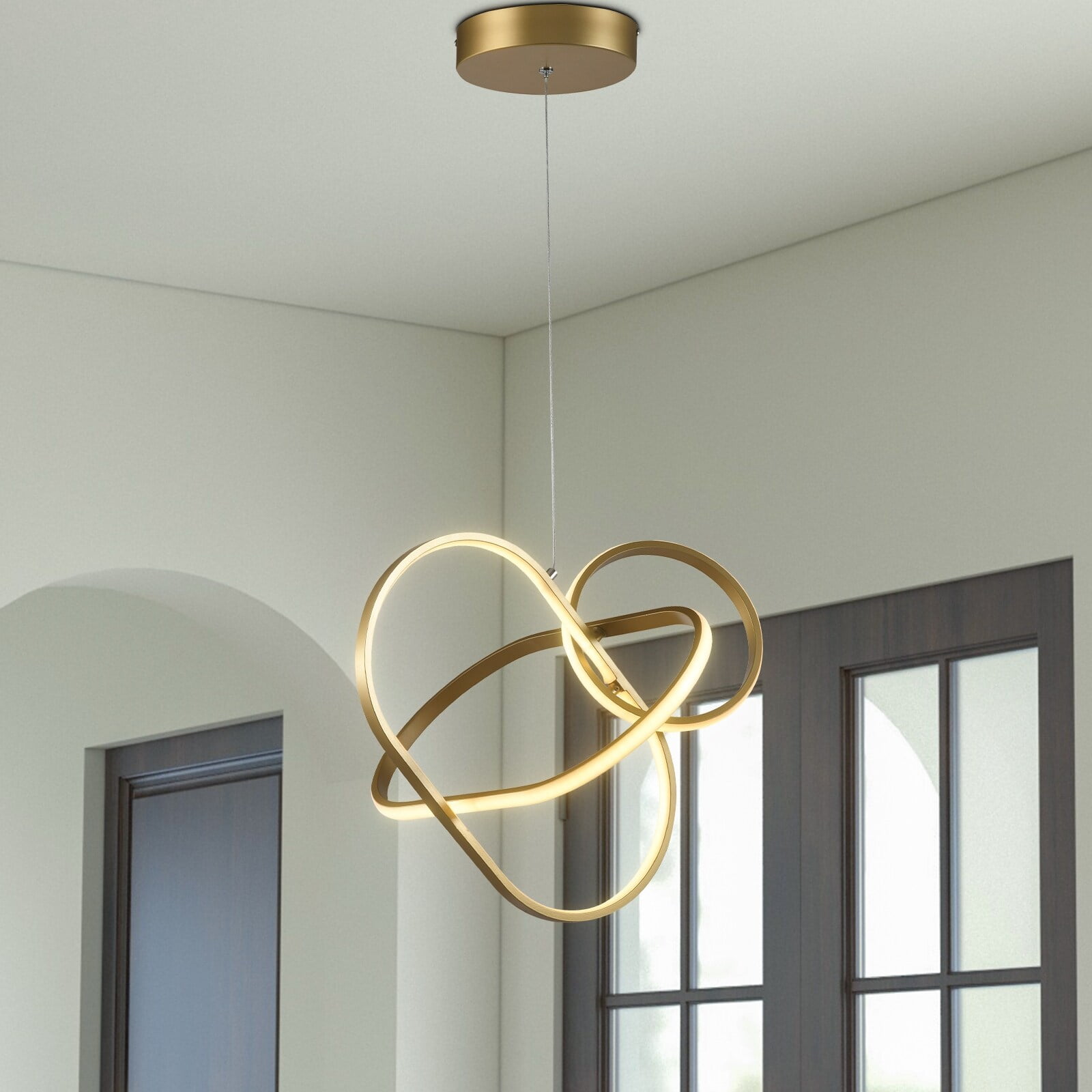 Gold Modern LED Geometric Chandelier with Adjustable Ovals