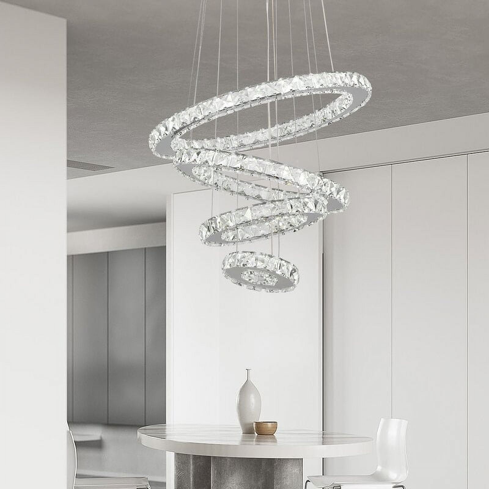 Maxax Chrome 4-Light LED Chandelier with Crystal Accents