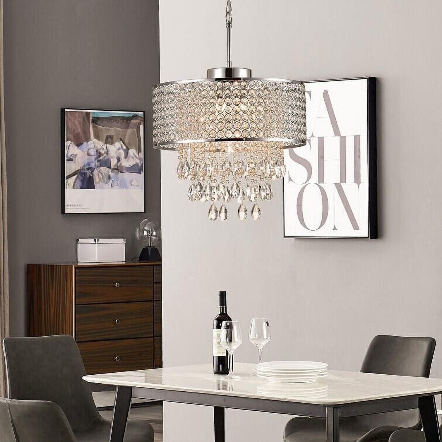 Maxax 5-Light Chrome and Crystal Drum Chandelier
