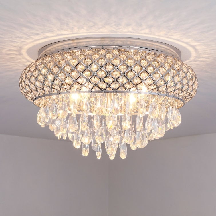 Chrome Crystal 5-Light Flush Mount Chandelier