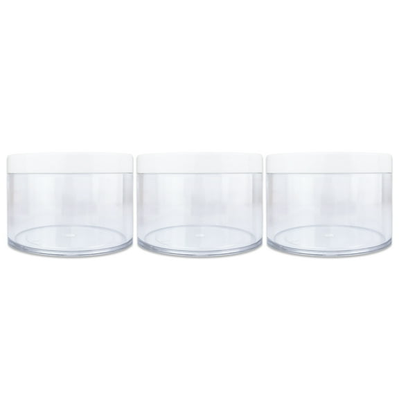 4oz/120g/120ml High Quality Acrylic Leak Proof Clear Container Jars with White Lids 3pcs