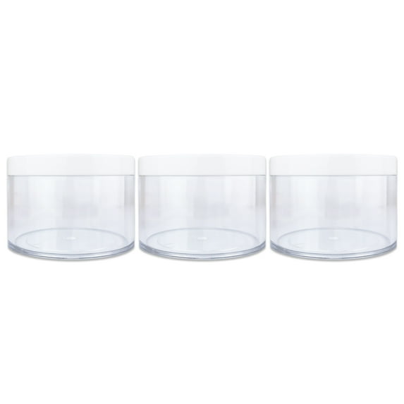 4oz/120g/120ml High Quality Acrylic Leak Proof Clear Container Jars with White Lids 3pcs
