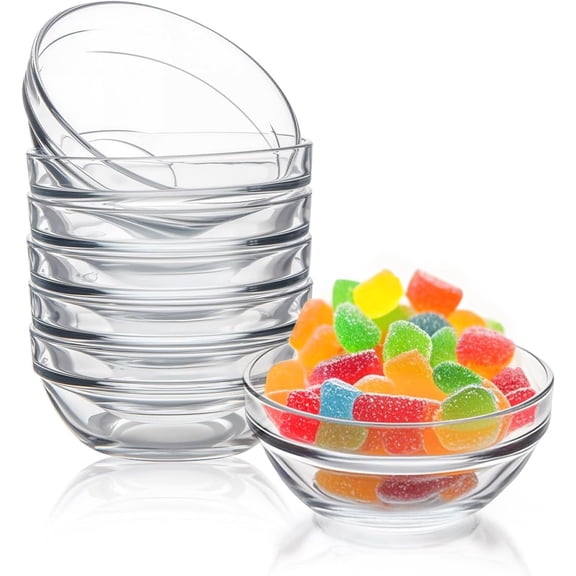 4oz 3.5 Inch Stackable Small Glass Bowls, Mini Prep Ramekin Pinch Bowls for Condiments, Dips, Snacks & Desserts