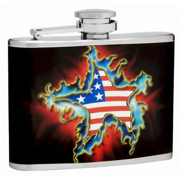 4oz American Flag and Star Flask