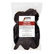 4oz Ancho Dried Whole Chile Peppers, Chili Seco Pods by 1400s Spices