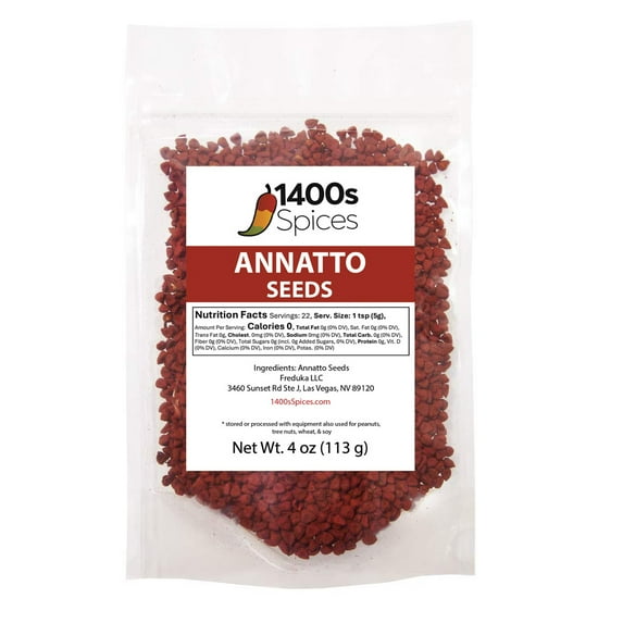 4oz Annatto Seeds (Semillas de Achiote/Bixa Orellana/Anato Entero) by 1400s Spices
