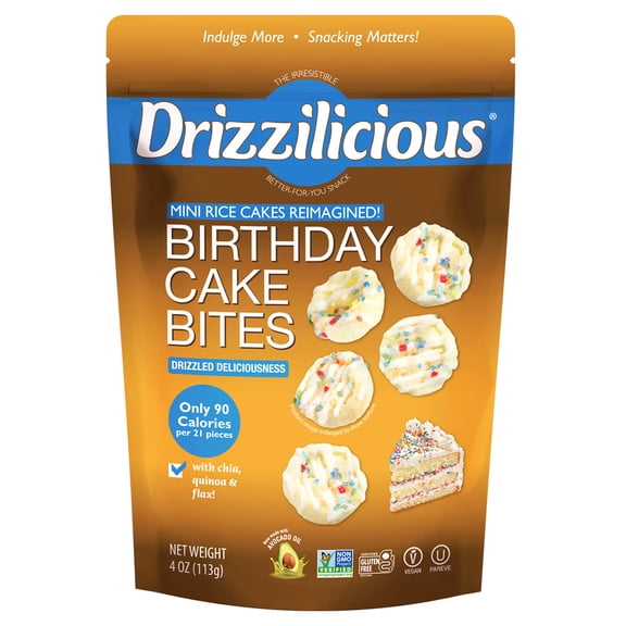 Drizzilicious Birthday Cake Mini Rice Cake Bites, 4 oz