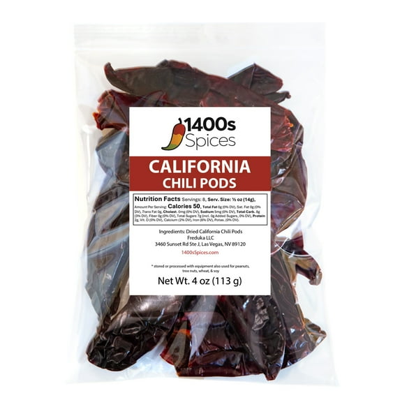 4oz California Dried Whole Chilies Peppers, Anaheim Chile Seco Pods by 1400s Spices