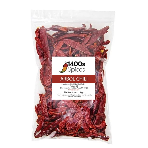 4oz Chile de Arbol Descolado. Dried De Arbol Stemless Chilies Peppers