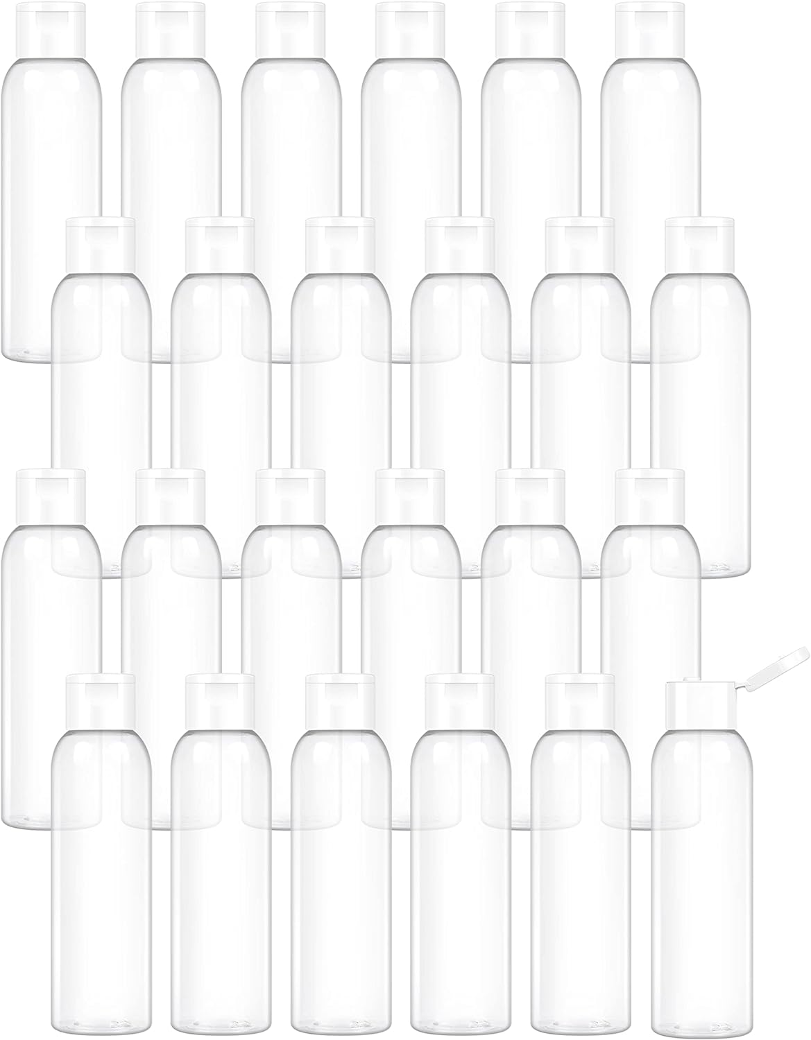4oz Clear Plastic Bottles with Flip Caps 24 Pack Reusable Travel