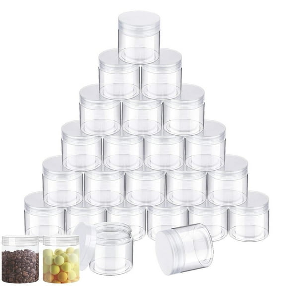 4oz Clear Plastic Containers with Lids,Wide-Mouth Refillable Travel Storage Sealed Jars, Small Storage Container for Candy,Makeup,Cosmetics,Lotions,Eye Shadow,Cream,Butters,20Pcs