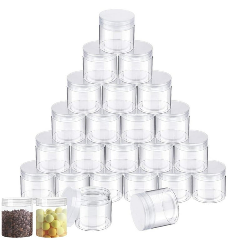 12 Pack - 30ml (1 Oz) Clear Plastic Empty Bottles With White Screw Caps - Refillable Sample Jars For Powders, Spices, Crafts
