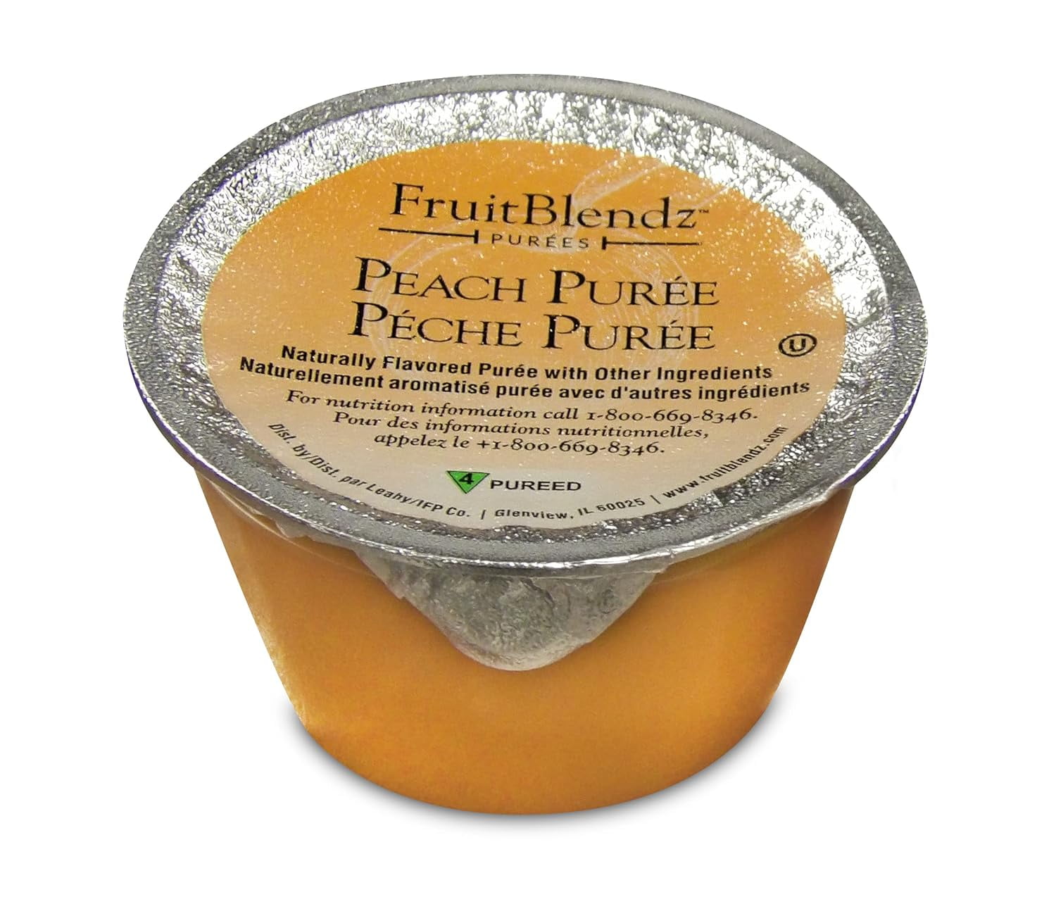 4oz Fruit Puree Cups, 72 Count (Peach, IDDSI Level 4) Pureed Foods for