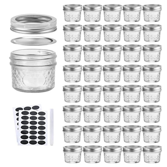 4oz Glass Jars With Lids(Silver),Mason Jars,Ideal For Honey,Jam,Wedding Favor,DIY Magnetic Mini Spice Jars For Kitchen