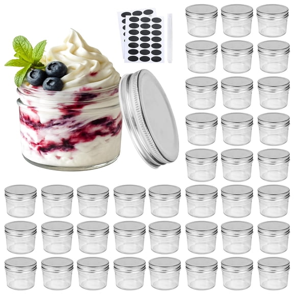 4oz Glass Jars With Lids(Silver),Mason Jars,Ideal For Honey,Jam,Wedding Favor,DIY Magnetic Mini Spice Jars For Kitchen