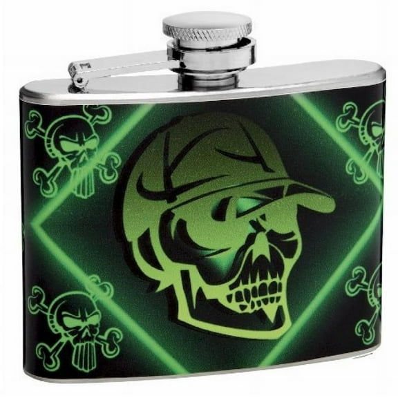 4oz Green Skull and Crossbones Flask