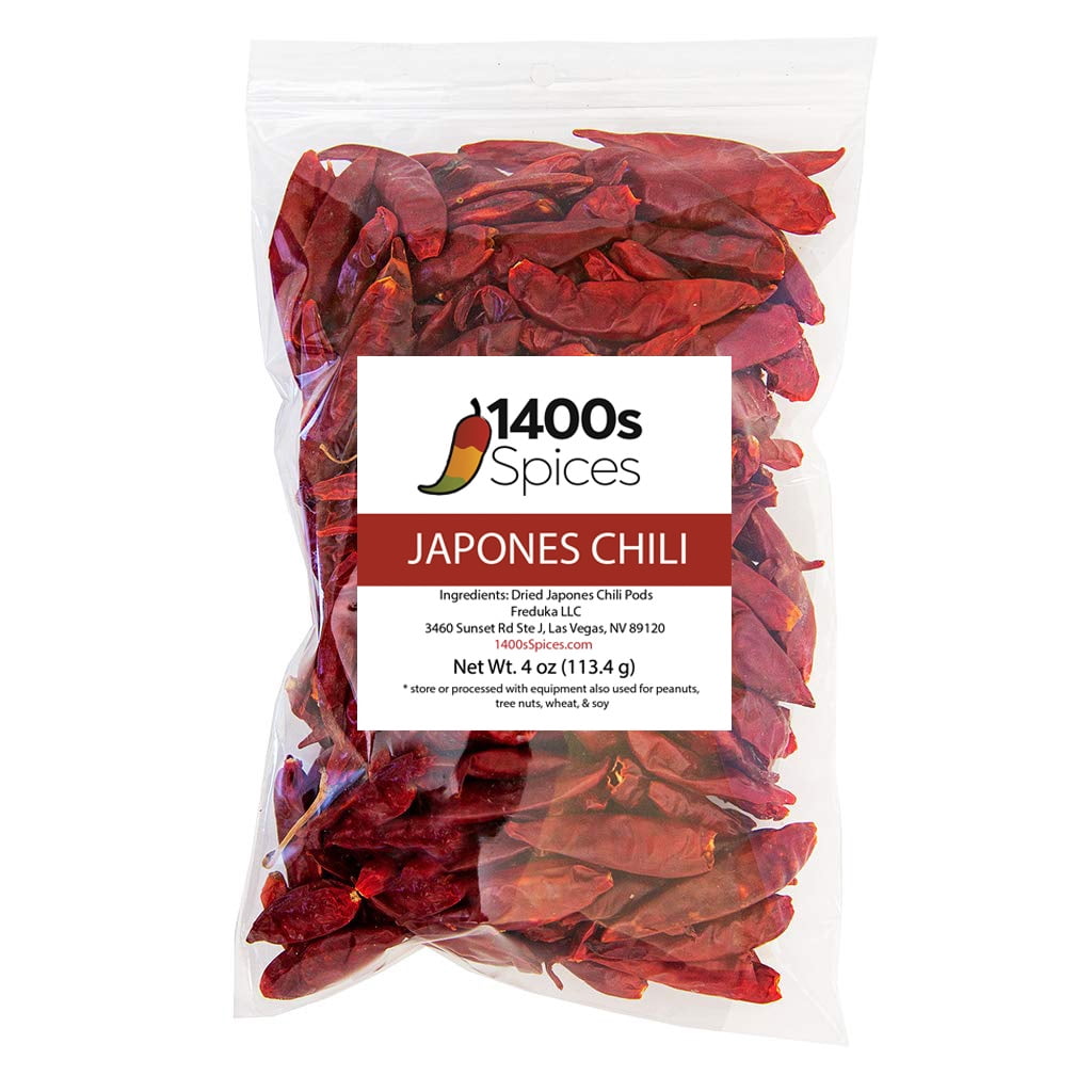 4oz Japones Dried Whole Chile Peppers, Japanese Red Pepper, Chili Seco