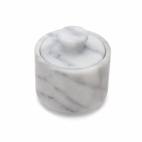 4oz Marble Salt Cellar White - Condiment Server, Hand Wash, 2-Piece Set, 3" Dimensions